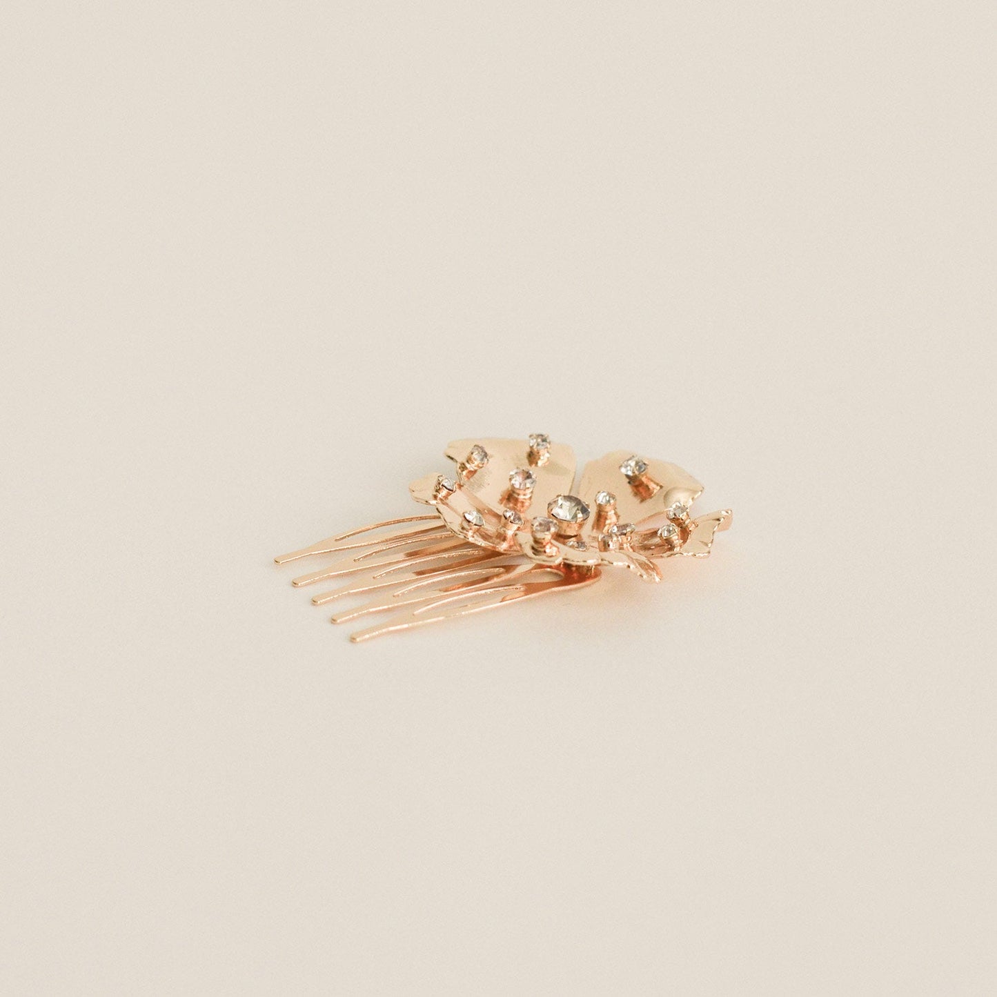 Metal Flower with Crystal Hair Side Comb