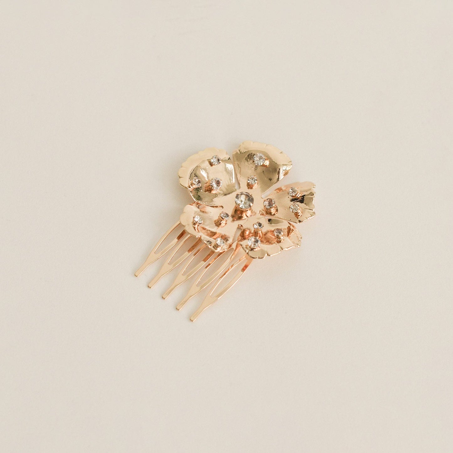 Metal Flower with Crystal Hair Side Comb