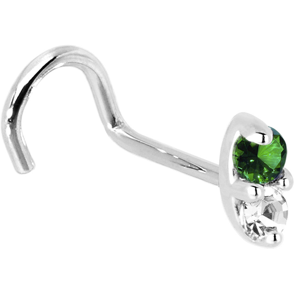 14k White Gold 1.5mm Genuine Emerald Diamond Marquise Nose Ring