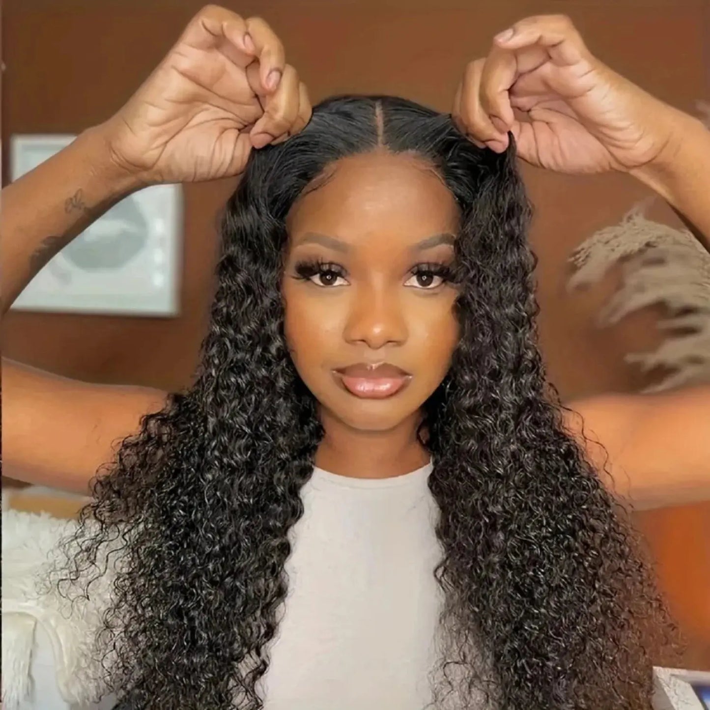 Glueless Wig | Human Hair | Ready To Wear | Water Wave Lace Front Wig | Lace Closure | Black Wig | Curly | HD Lace Frontal Human Hair