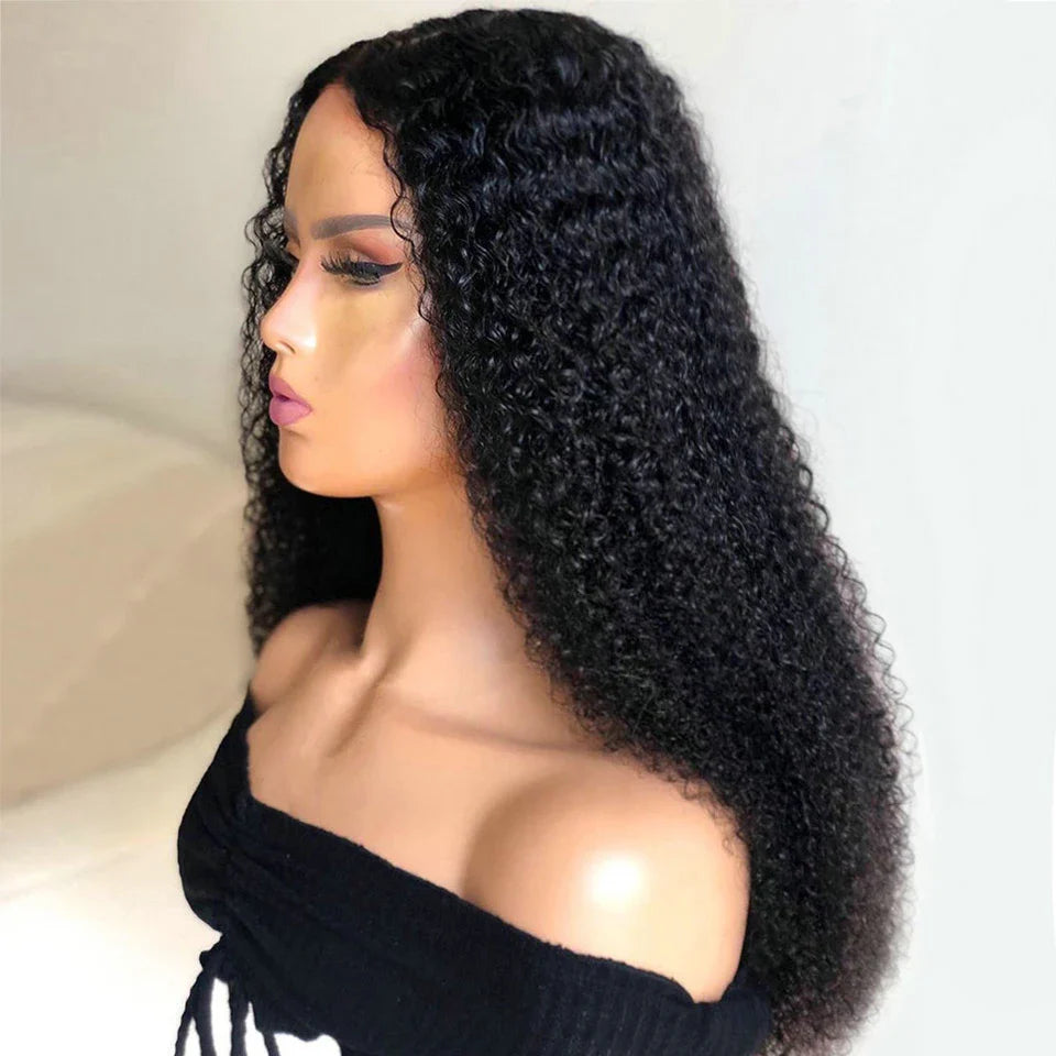 12"-30" Long Kinky Curly Lace Front Wig | 150% Density | Brazilian Remy Human Hair | 4x4 Lace Closure | Pre-Plucked