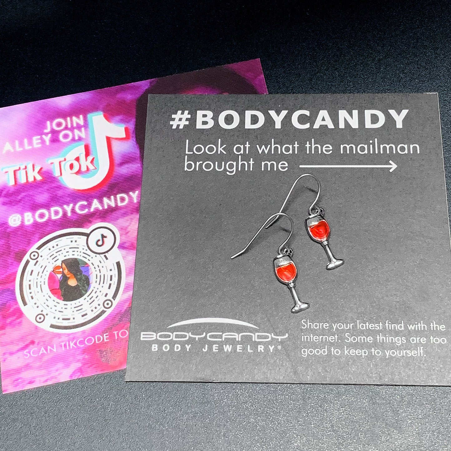 Stainless Steel Red Wine Glass Earrings