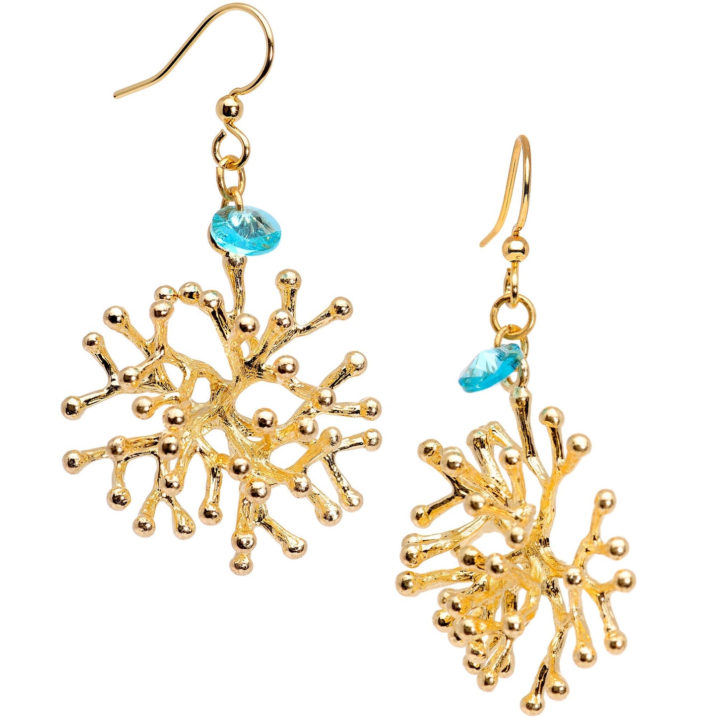 Handmade Sea Coral Fishhook Earrings Created with Crystals