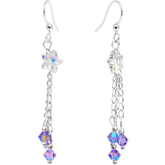 Handcrafted Stardust Fishhook Earrings Created with Crystals