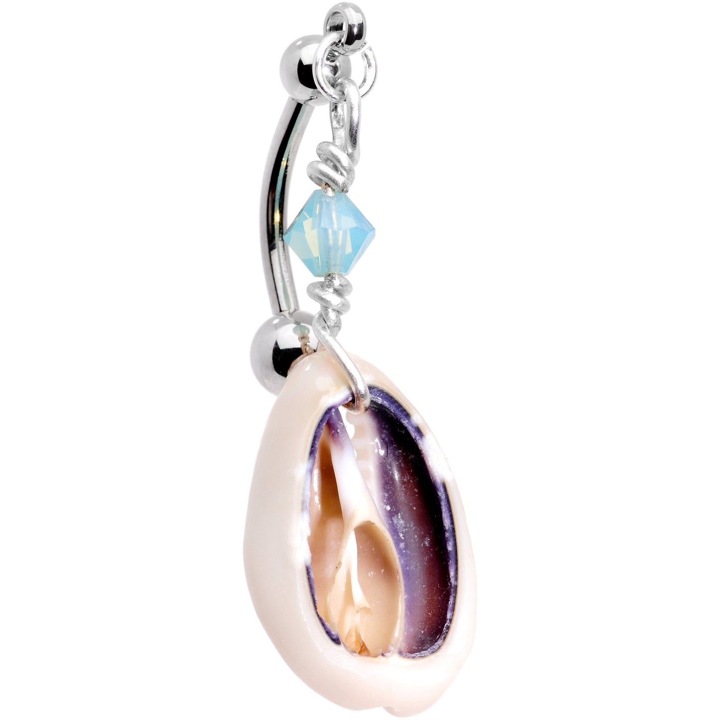 Puka Shell Reversible Belly Ring Created with Crystals