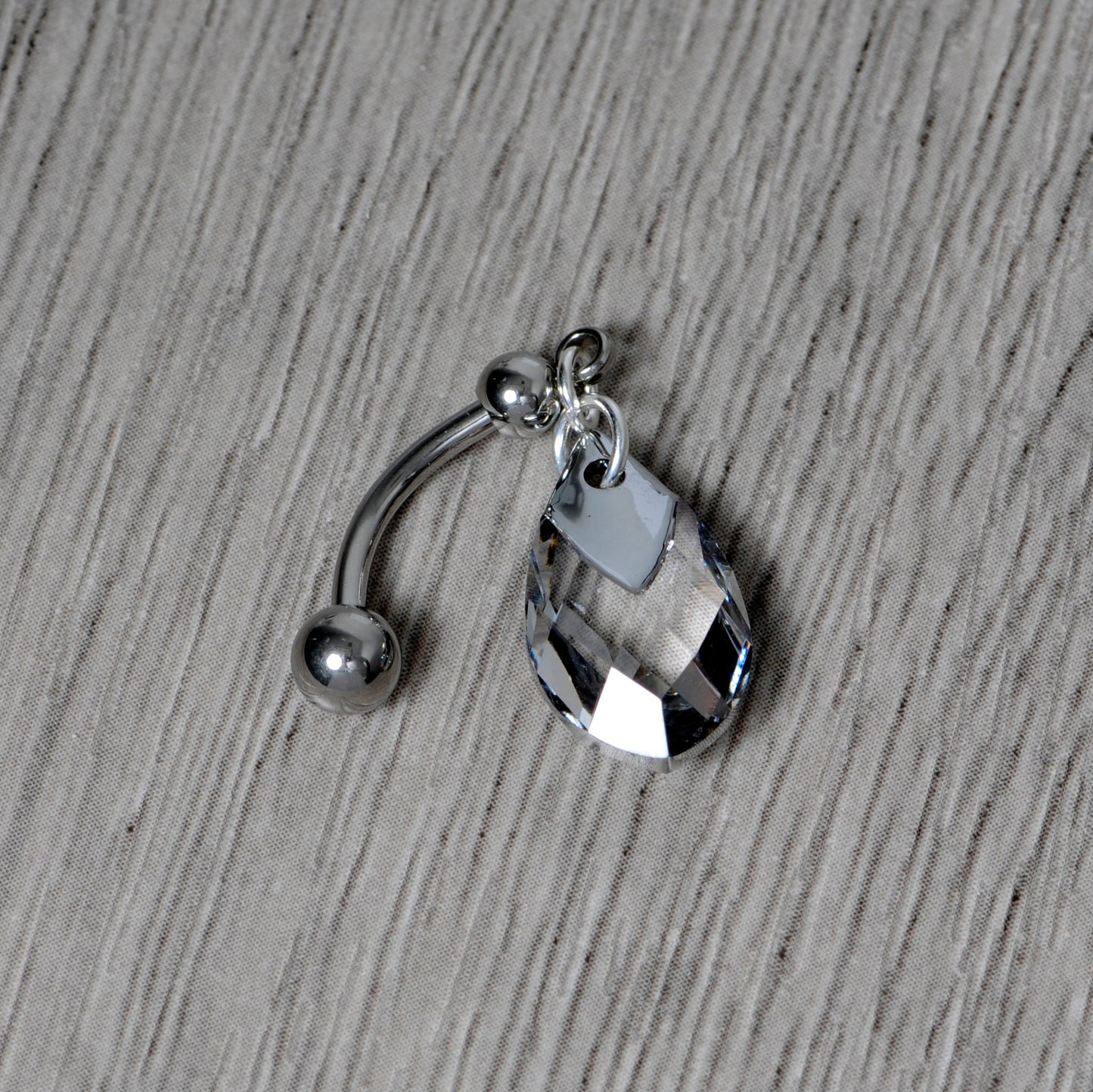 Clear Drop Reversible Belly Ring Created with Crystals