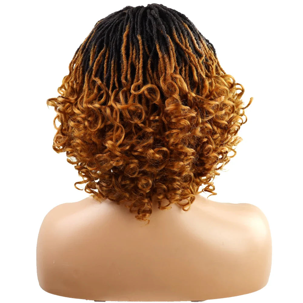 10" Braided Bob Wig | Afro Dreadlock Wig | Curly Ends | Synthetic Crochet Wig | Cosplay