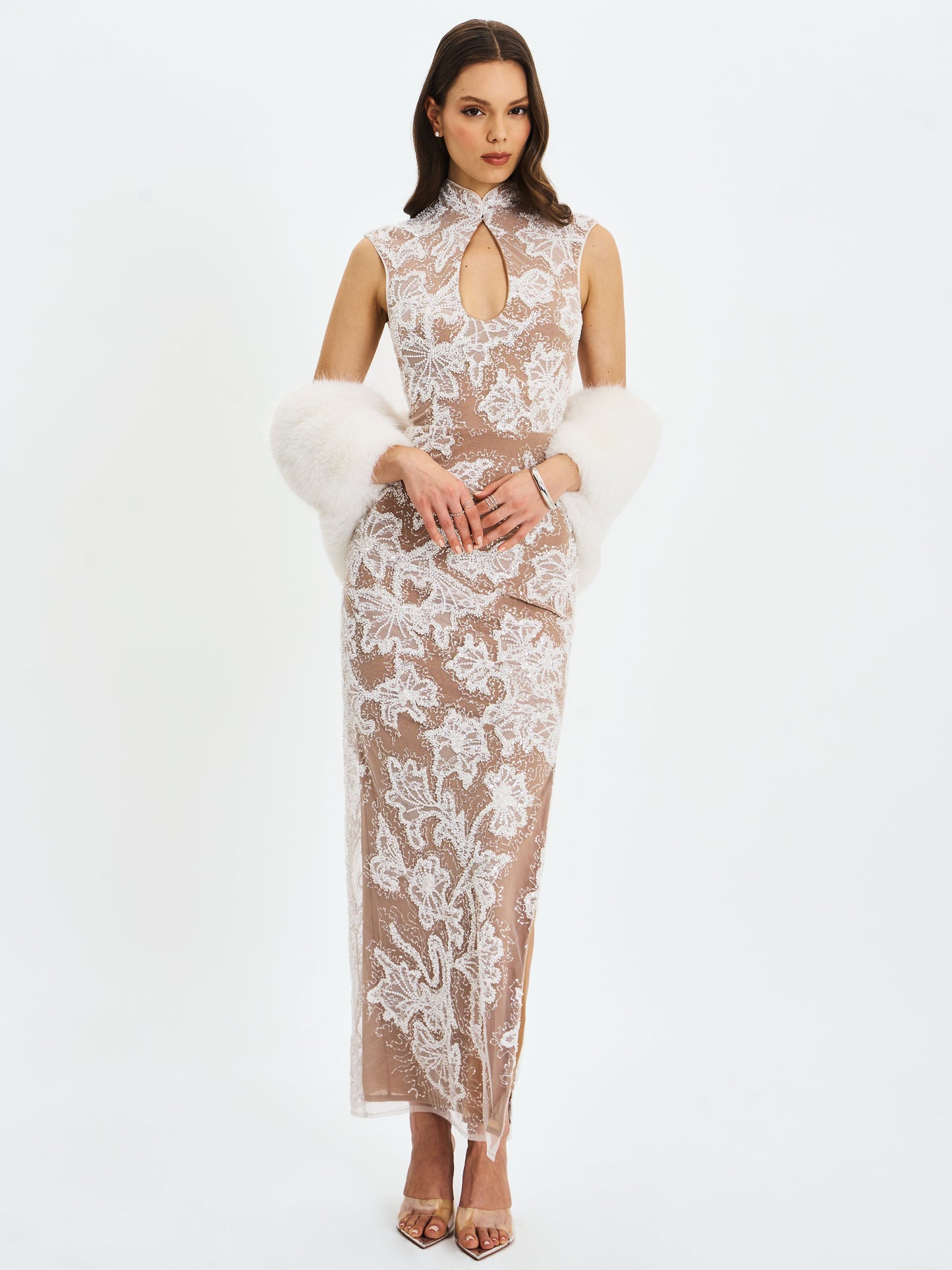 Jazmin White Multi-wear Faux Fur Scarf