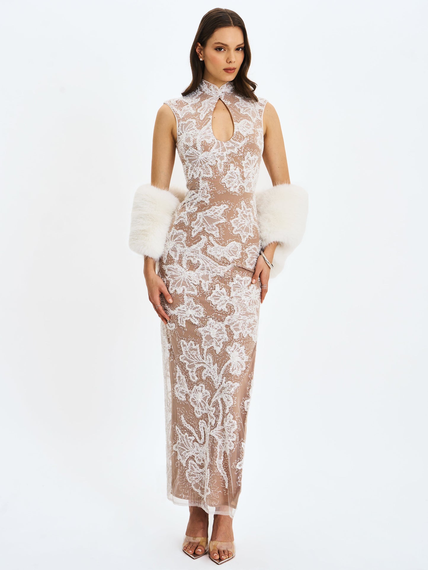 Jazmin White Multi-wear Faux Fur Scarf