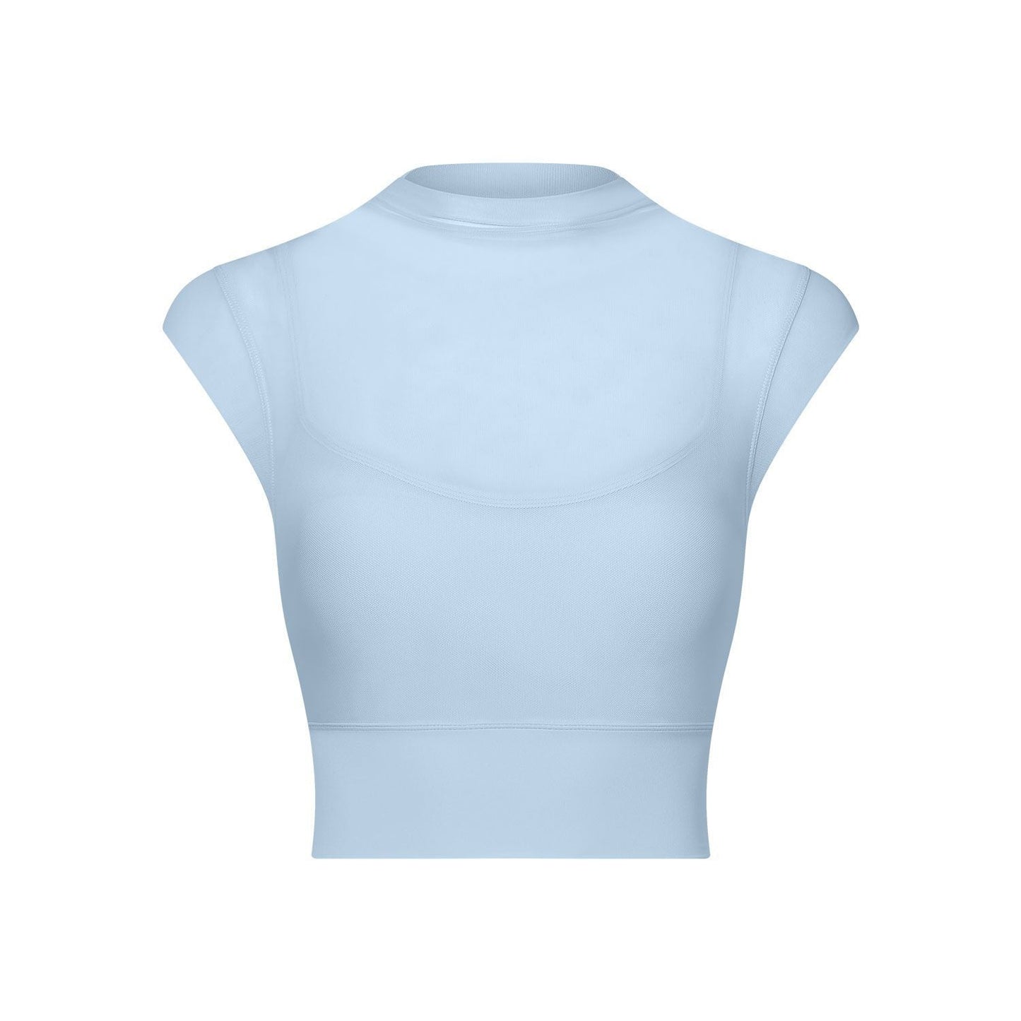 Sexy Mesh Yoga Clothes Flounced Sleeve Running Quick Drying Sports Bra with Chest Pad One Piece Cup Workout Clothes Top