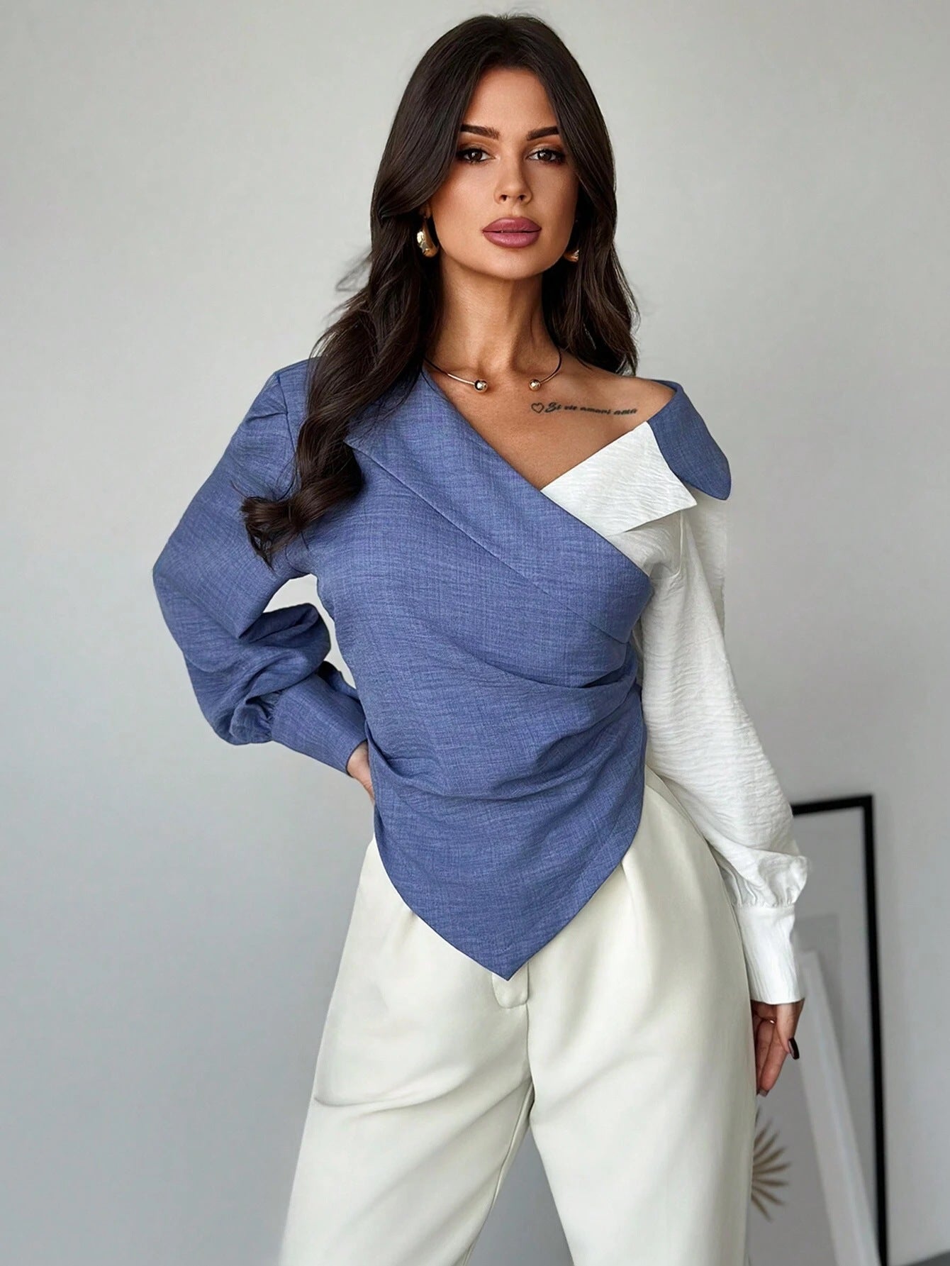Women Long Sleeved Shirt Collared Tied Slim Fit Office Cardigan Top
