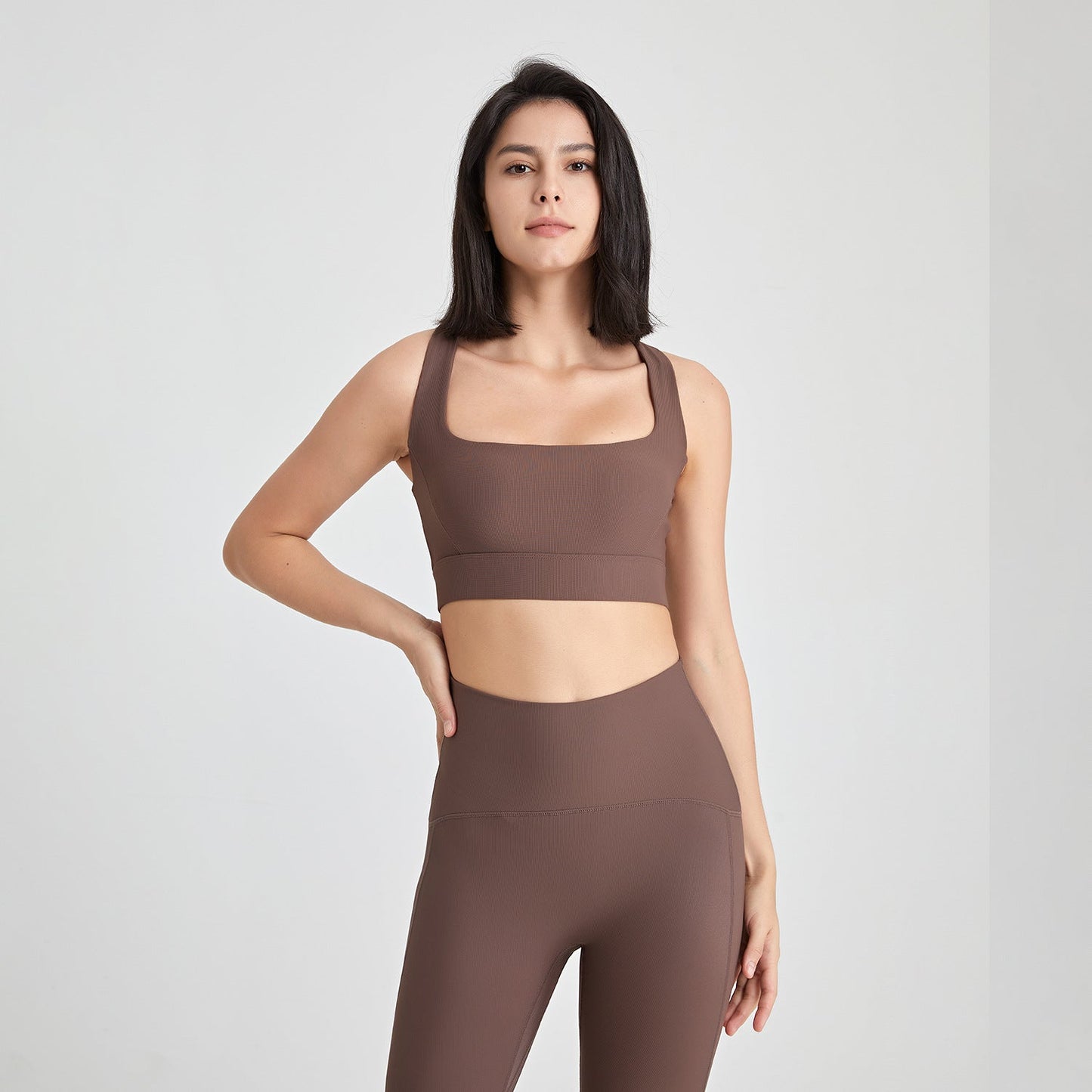 Cross Back U Neck Shockproof Sports Underwear Women Nude Feel Vest Push up Fitness Yoga Wear Bra