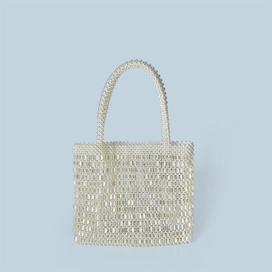 Hand Woven Beaded Bag Vintage Metal Shiny Bag Sequ Pearl Bag Shopping Bag Shoulder Clutch
