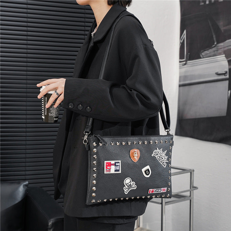 Black rivet clutch bag shoulder messenger bag envelope bag