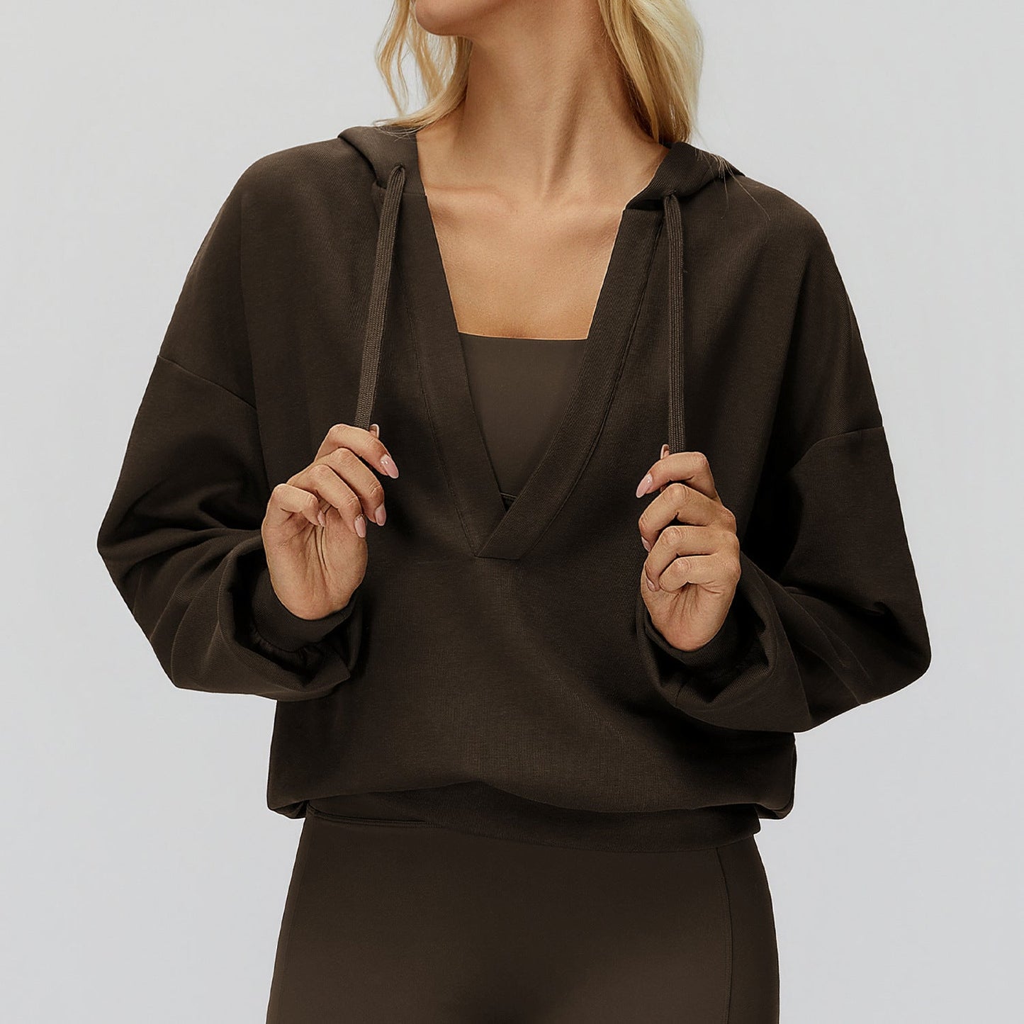 Big Pocket Cap Coat Large V neck Loose Comfortable Outdoor Top Outdoor Running Exercise Coat