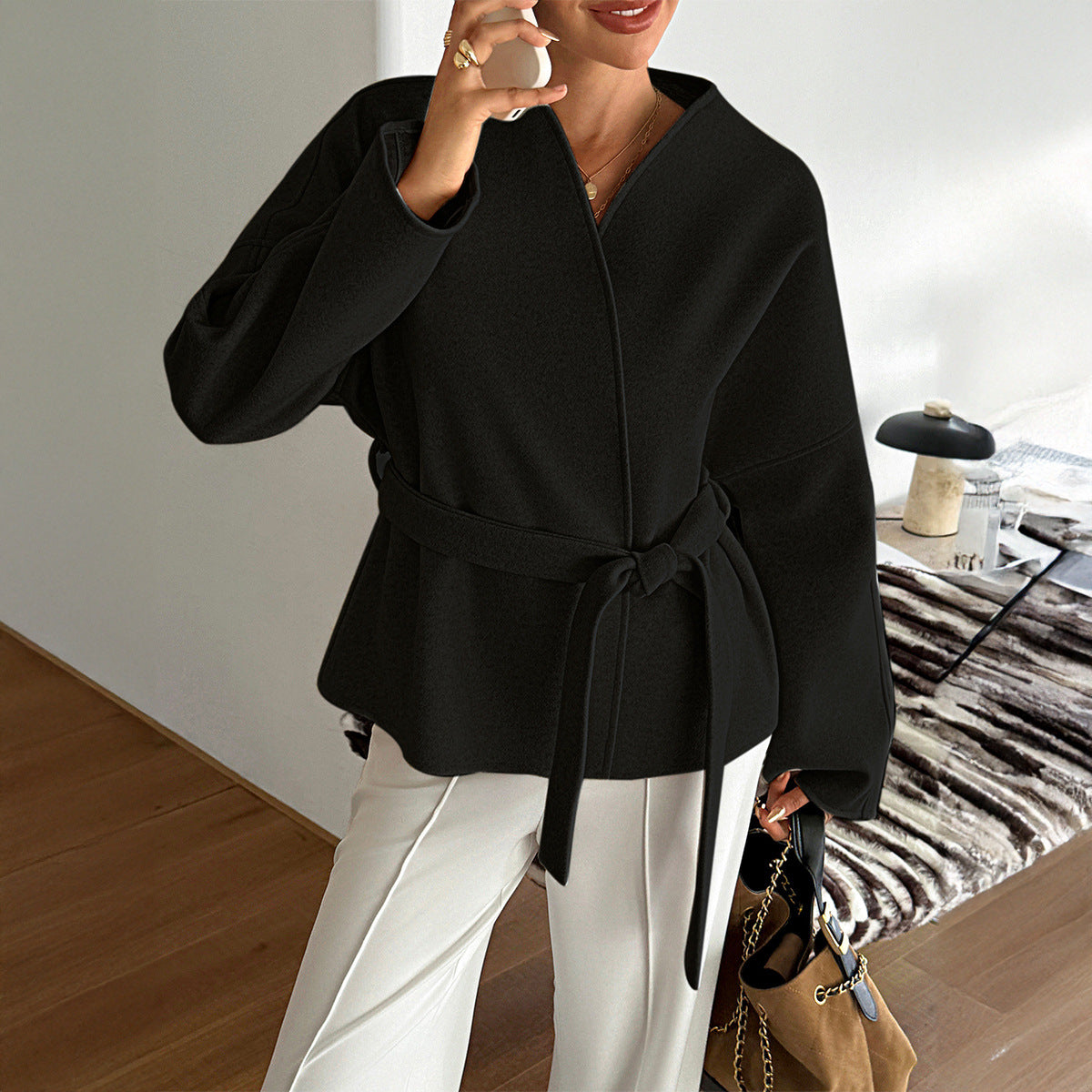 Casual Holiday Strap Long Sleeve Blazer Women Clothing Autumn Winter