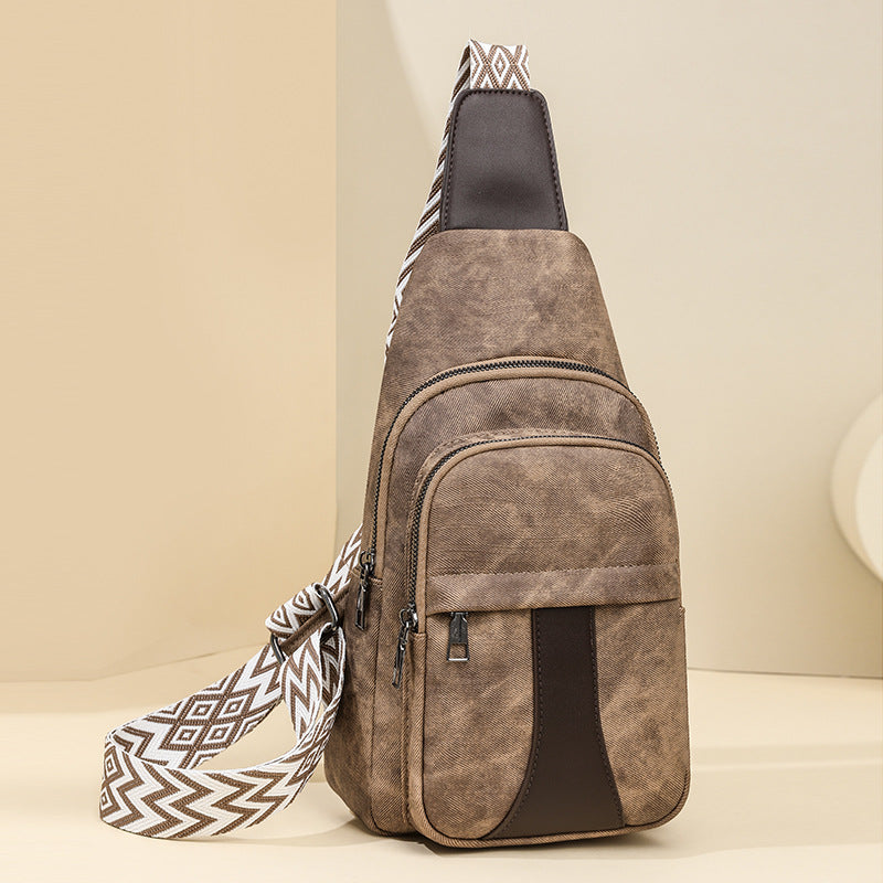 Chest Bag Women Casual Messenger Bag Women Retro Soft Leather Shoulder Bag Backpack