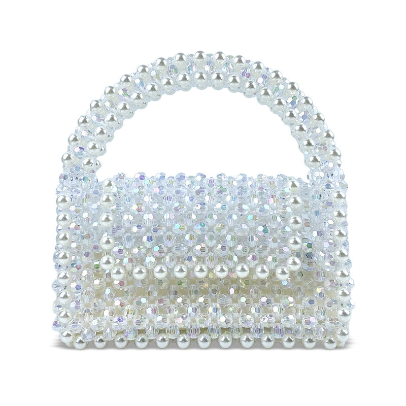 Beaded Handbag Simple Square Hand Woven Bag Mobile Phone Horizontal Crossbody Bag Colorful Acrylic