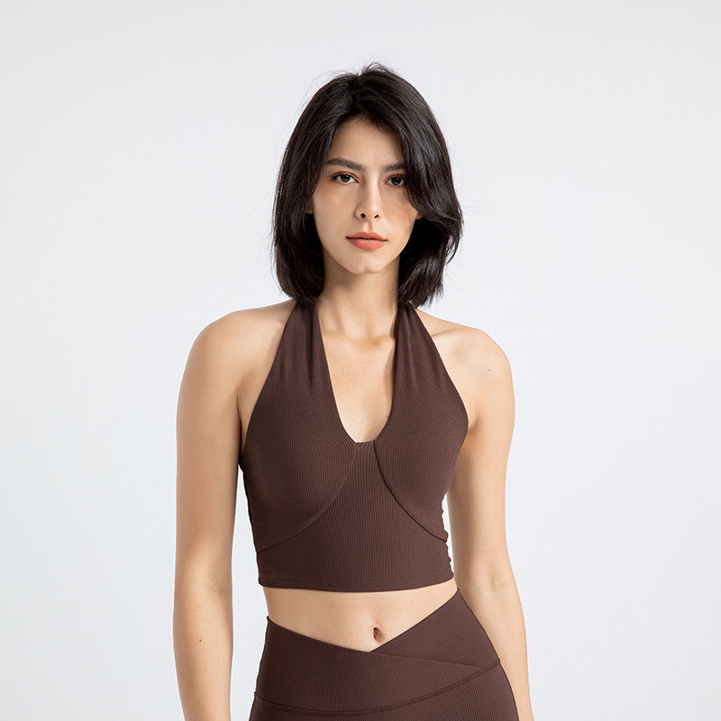 Sports Underwear Women Shockproof Running Sports Fitness Halter Backless Bra Skinny Yoga Clothes Vest Top