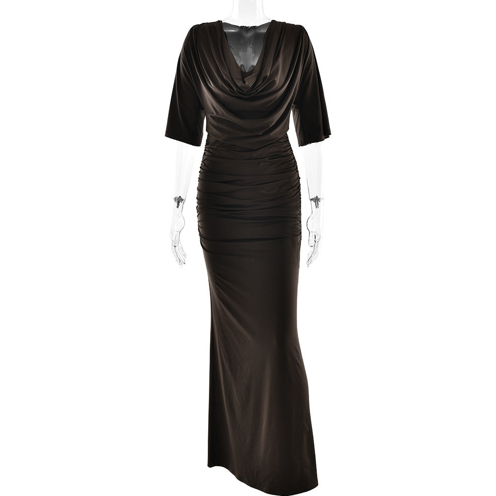 Arrival Swing Collar Women Dress Sexy Pleated Sheath Dress