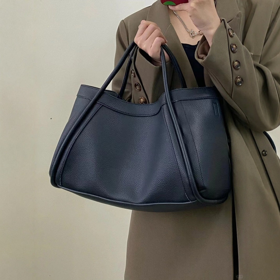 Large capacity top handle bag, casual minimalist popular versatile tote purse, retro commuter tote bag, shoulder bag with crossbody strap