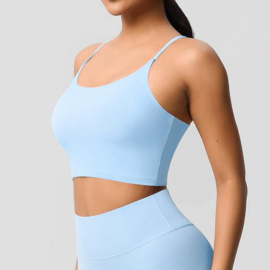 Yoga Jacket Sports Solid Color Underwear with Chest Pad Thin Strap Beauty Back Fitness Vest Camisole Yoga Clothes