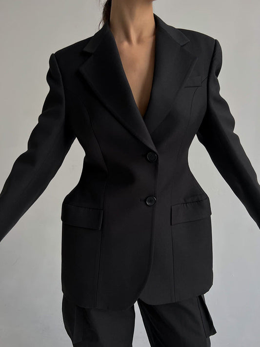 Autumn Winter V neck Waist Blazers Tight Women High Grade Slim Fitting Blazers Light Luxury Design Blazer