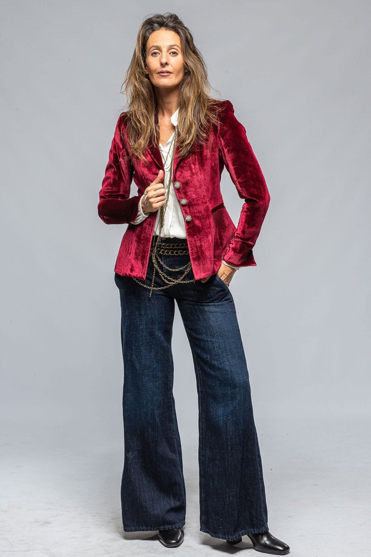 Graceful Gold Velvet Small Blazer Women Jacket Retro Pocket Long Sleeves Outerwear Top