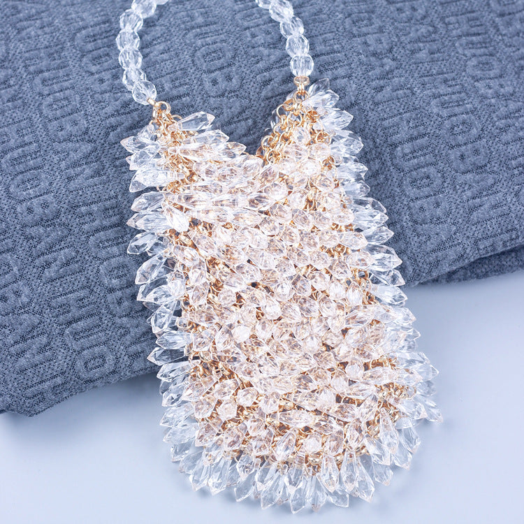 Hand Woven Multi Color Optional Niche Acrylic Transparent Water Drop Beads Chain Cell Phone Tote