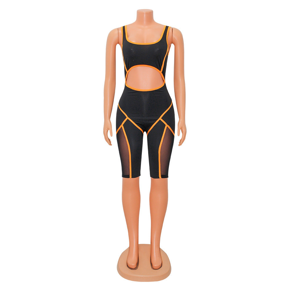 Summer Women Clothing Sexy Tight Color Matching Sleeveless for Women Romper