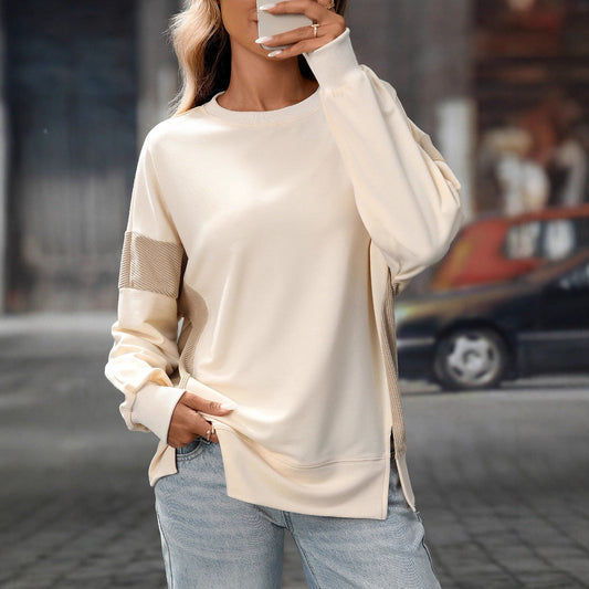 Women round Neck Multicolor round Neck All Matching Casual Loose Sweatshirt