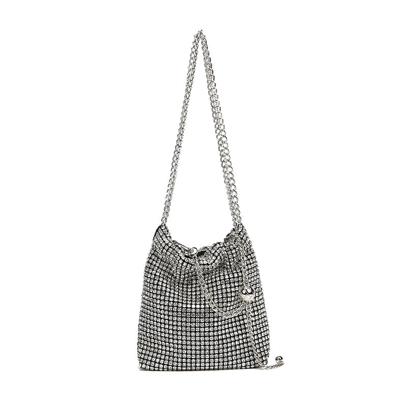 Rhinestone Full Diamond Small Golden Balls Shoulder Bag Diamond Embedded Dinner Messenger Bag for Women