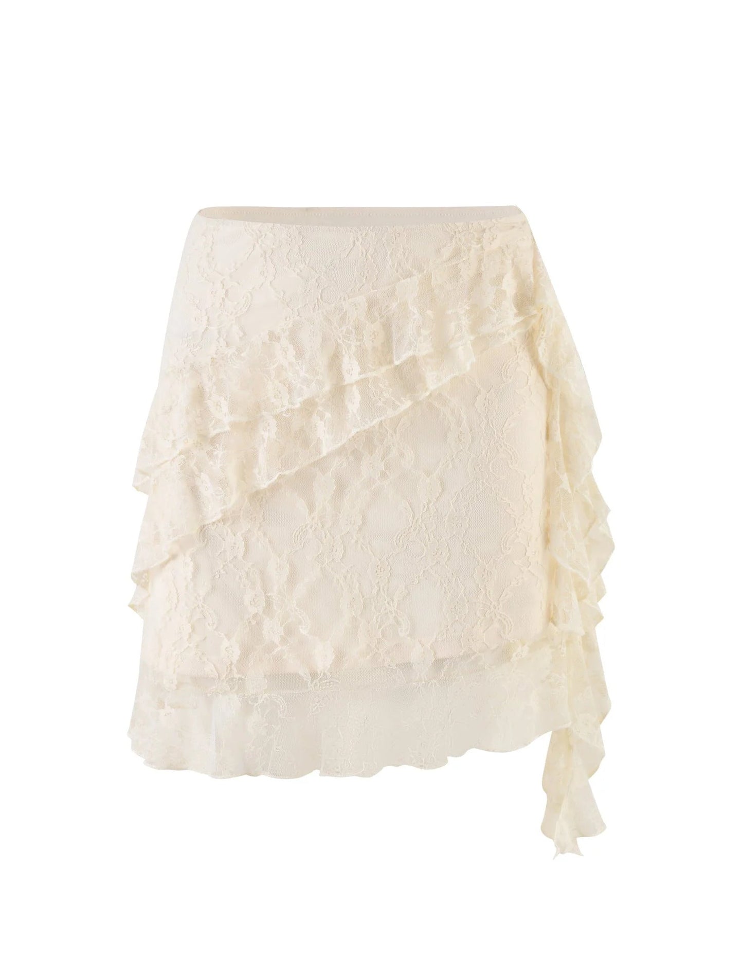 Spring Summer Women Wear Sexy Lace Asymmetric Skirt