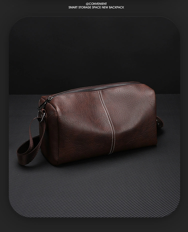 Japan Men's Portable Travel Commuter Small Shoulder Bag | New Niche Style Messenger Bag (PU Leather Crossbody Satchel)