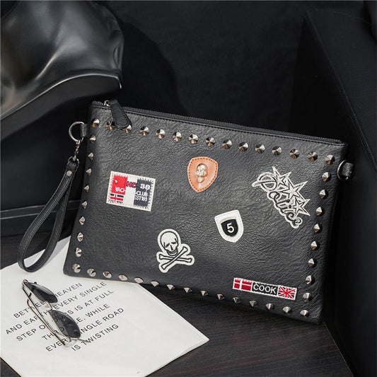 Black rivet clutch bag shoulder messenger bag envelope bag