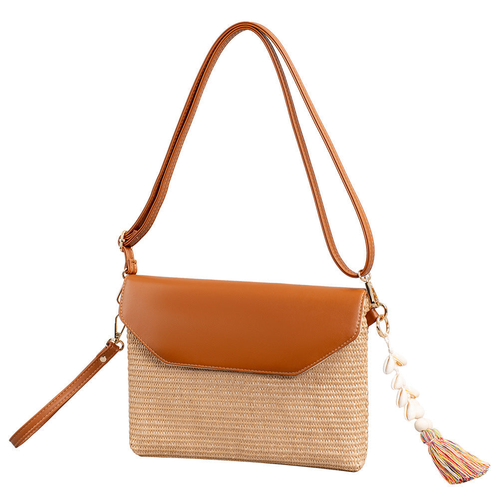 Tassel straw small crossbody bag seaside beach bag holiday crossbody shoulder bag evening clutch bag