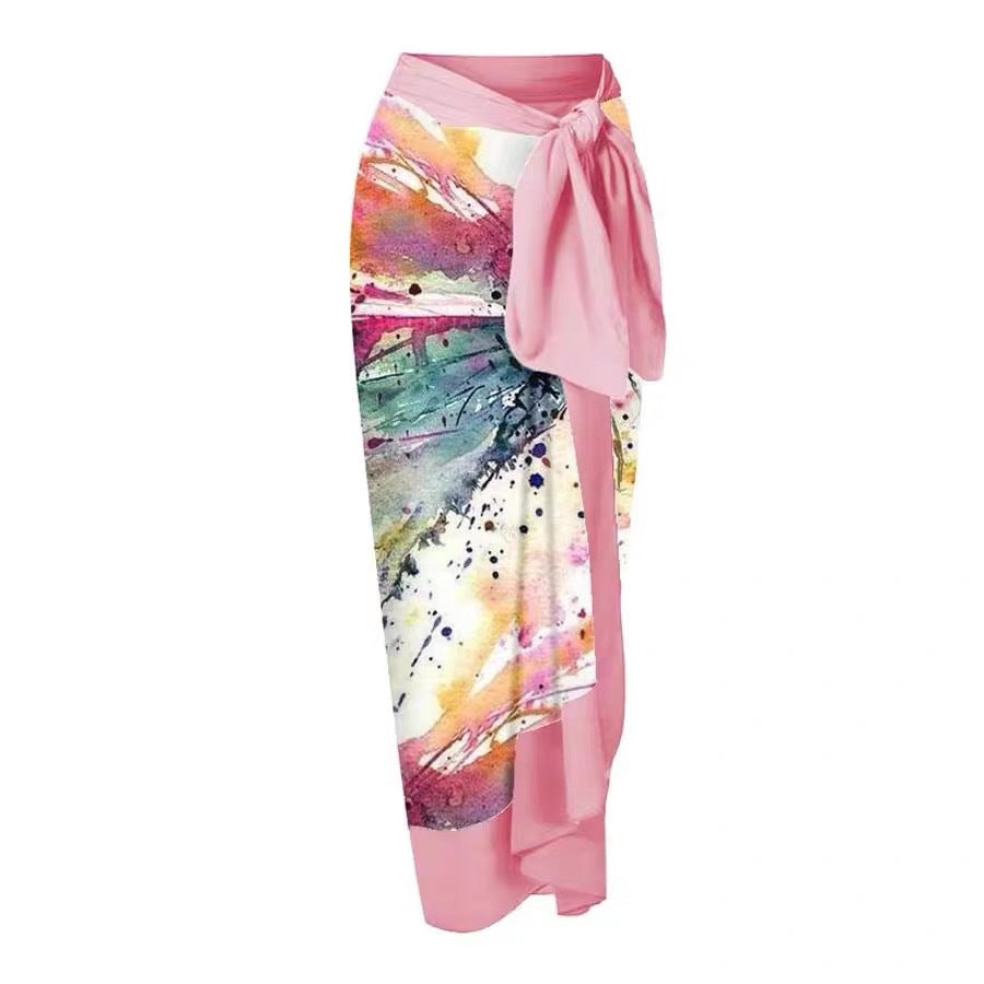 Printing One Piece Women Swimwear Suit European, French Retro Cover Belly Slimming Swimsuit