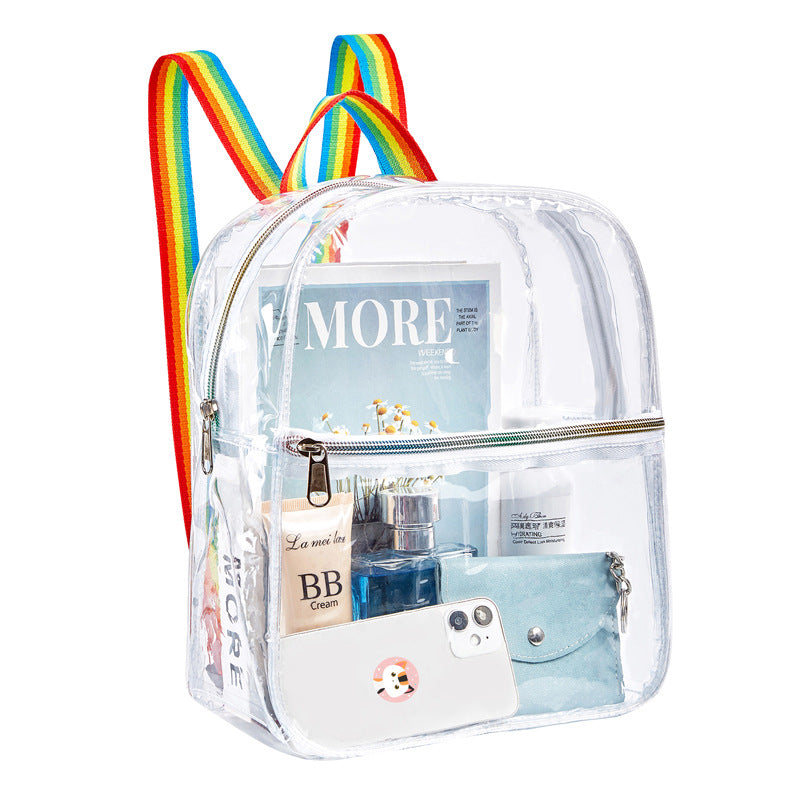 Small Transparent Backpack – Colored PVC Transparent Schoolbag, Security-Free Children's Transparent Bag