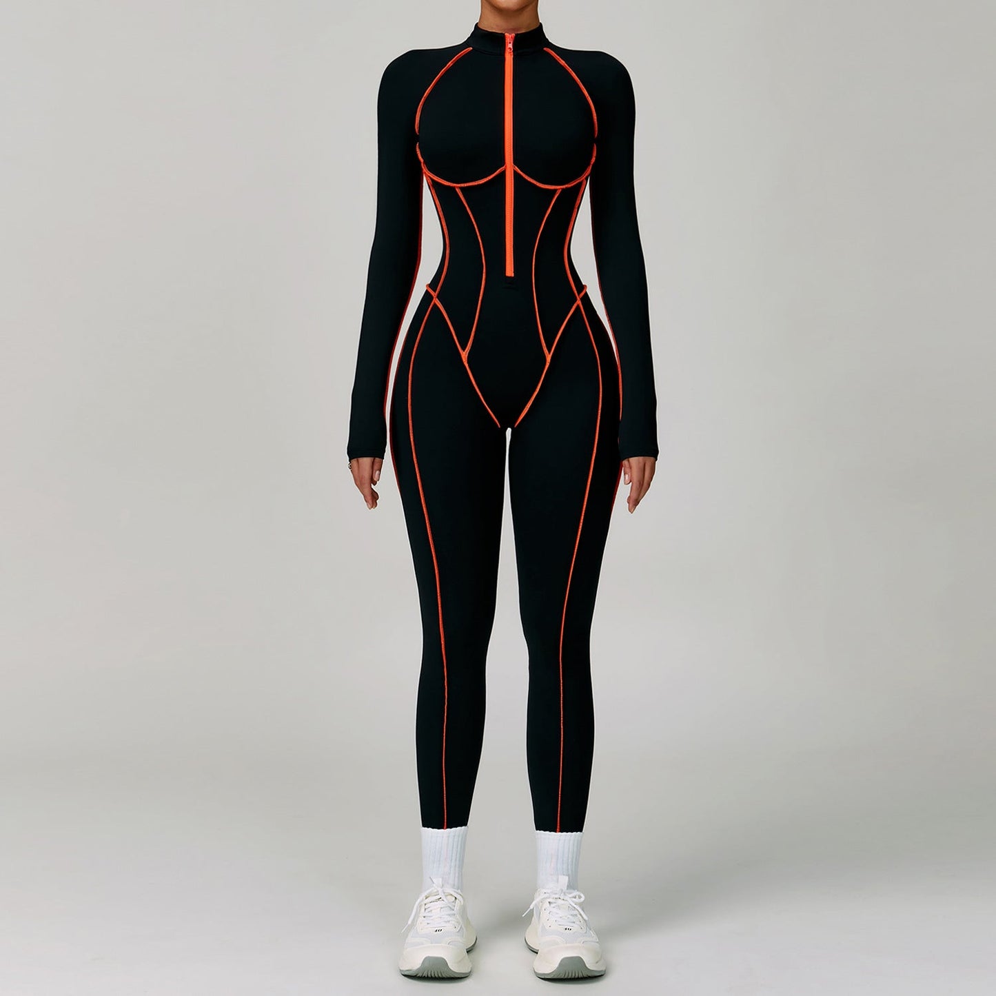 Contrast Color One Piece Quick Drying Yoga Clothes Back Tight Workout Clothes High Strength Sports Running Jumpsuit