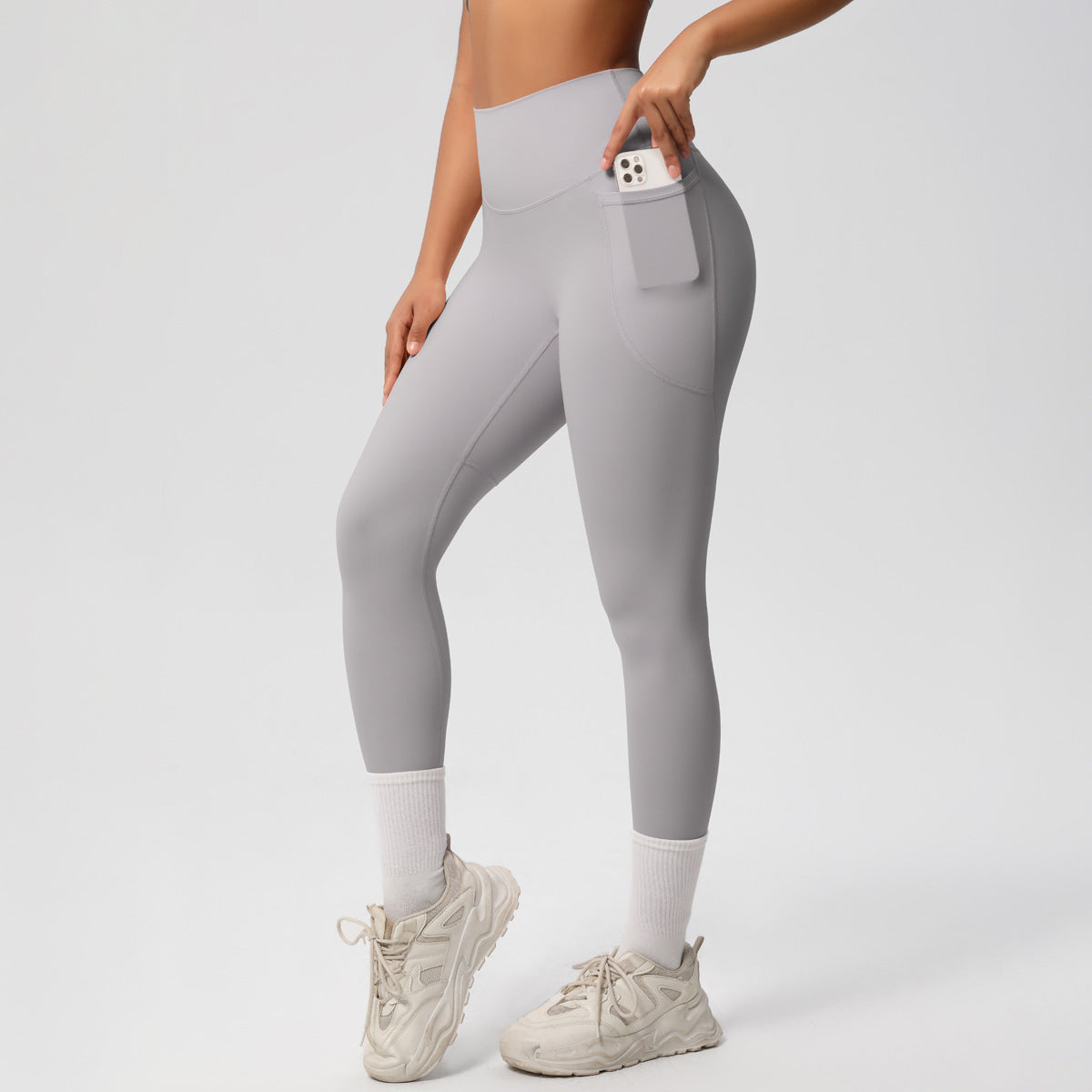 Solid Color Double Sided Sanding Tight High Waist High Elastic Breathability Yoga Pants Sports Running Fitness Yoga Wear