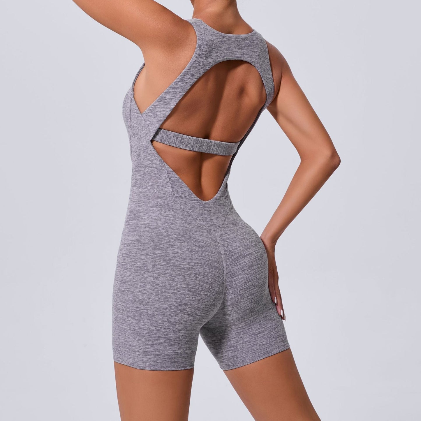 Autumn Sand Hollow Out Cutout out Beauty Back One Piece Yoga Jumpsuit Skinny Slimming Hip Lifting Fitness One Piece Sportswear for Women