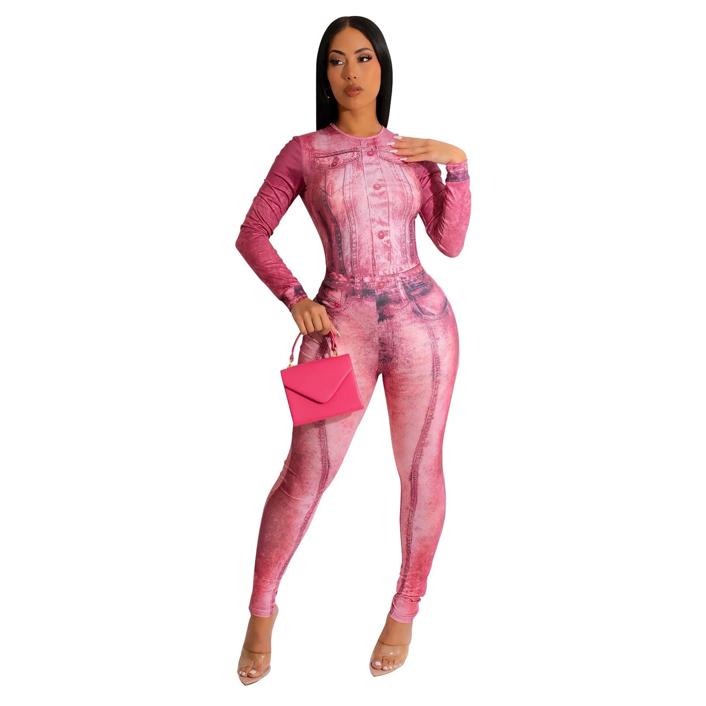 Summer Women Clothing Sexy Tight Printed Jumpsuit Two Piece Set