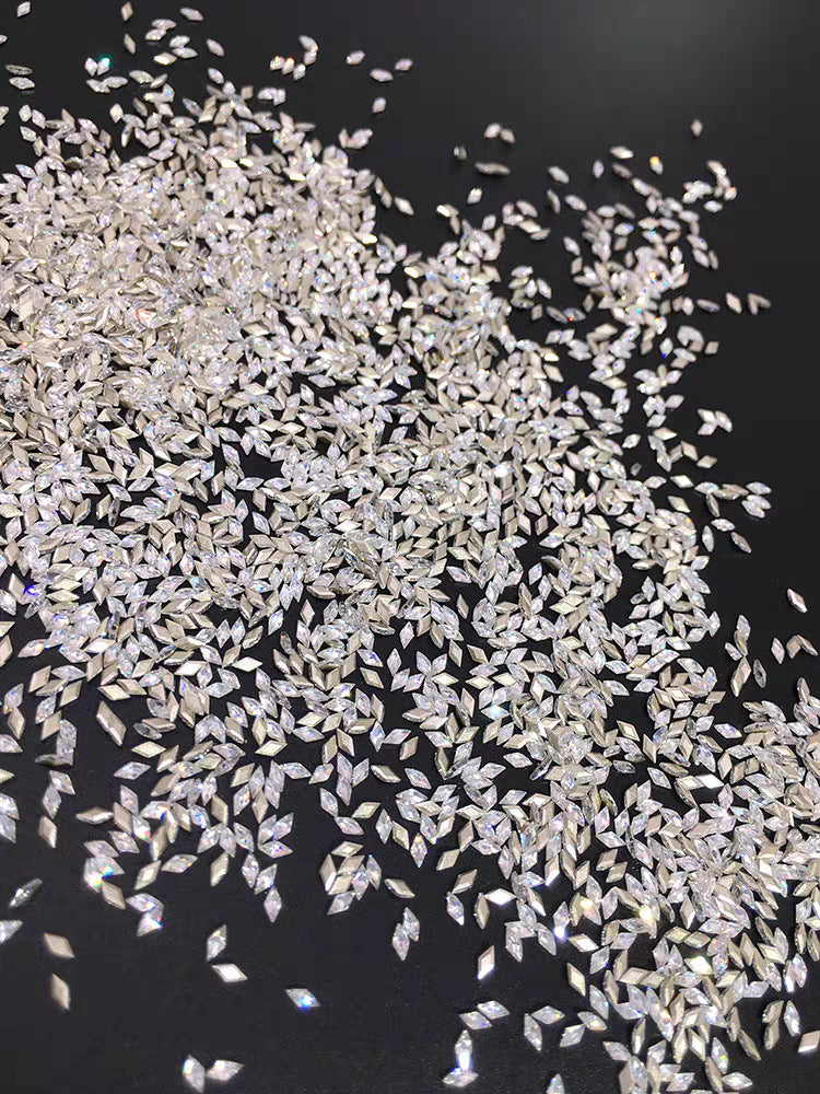 1061 Mini 1.5 * 3 rhombus zircon nail diamond, small flat bottom micro zirconium horse eye nail jewelry for press on nails