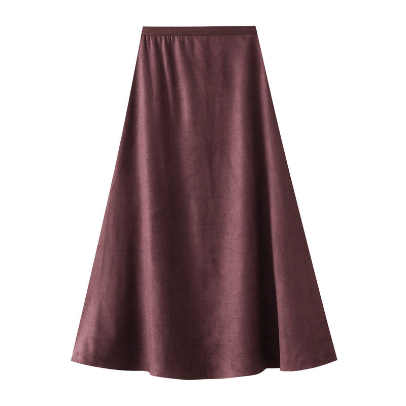 Autumn High Waist Slimming All Matching Flab Hiding A line Skirt Graceful Long Expansion Skirt Umbrella Skirt