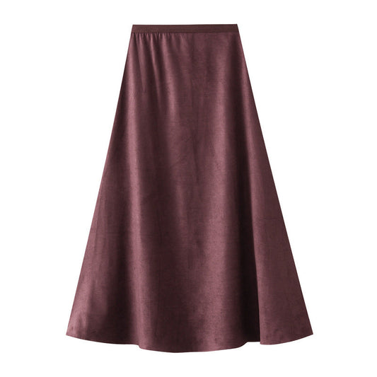 Autumn High Waist Slimming All Matching Flab Hiding A line Skirt Graceful Long Expansion Skirt Umbrella Skirt