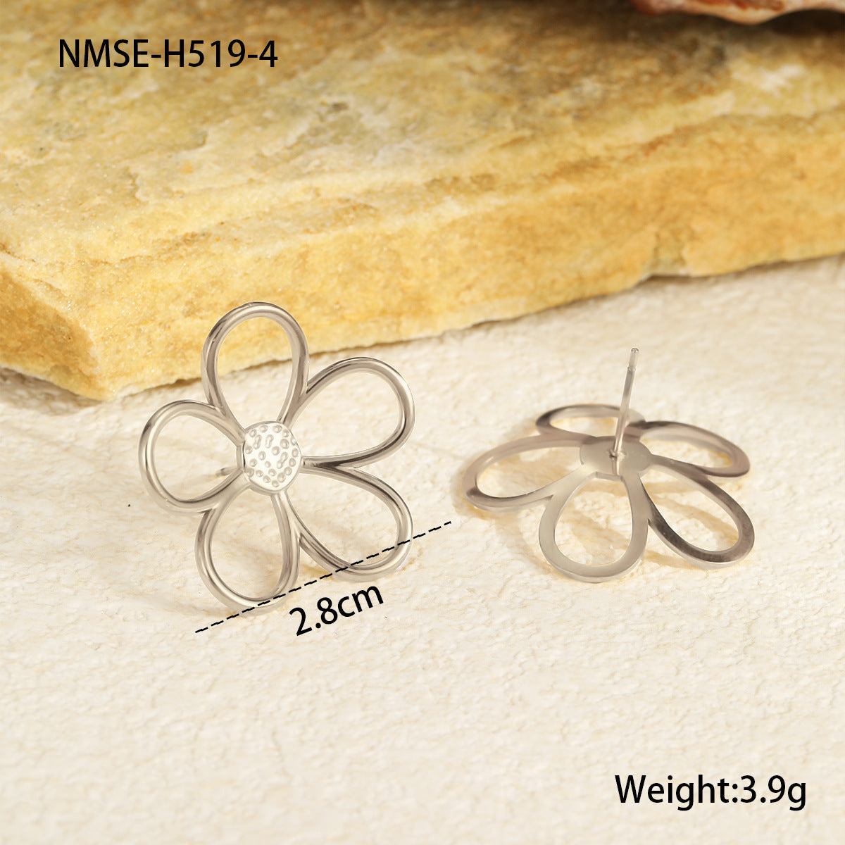 Stainless Steel Gold Silver Color Matching Hollow Out Cutout out Floral Titanium Steel Earrings 18K Gold Plating Design Earrings