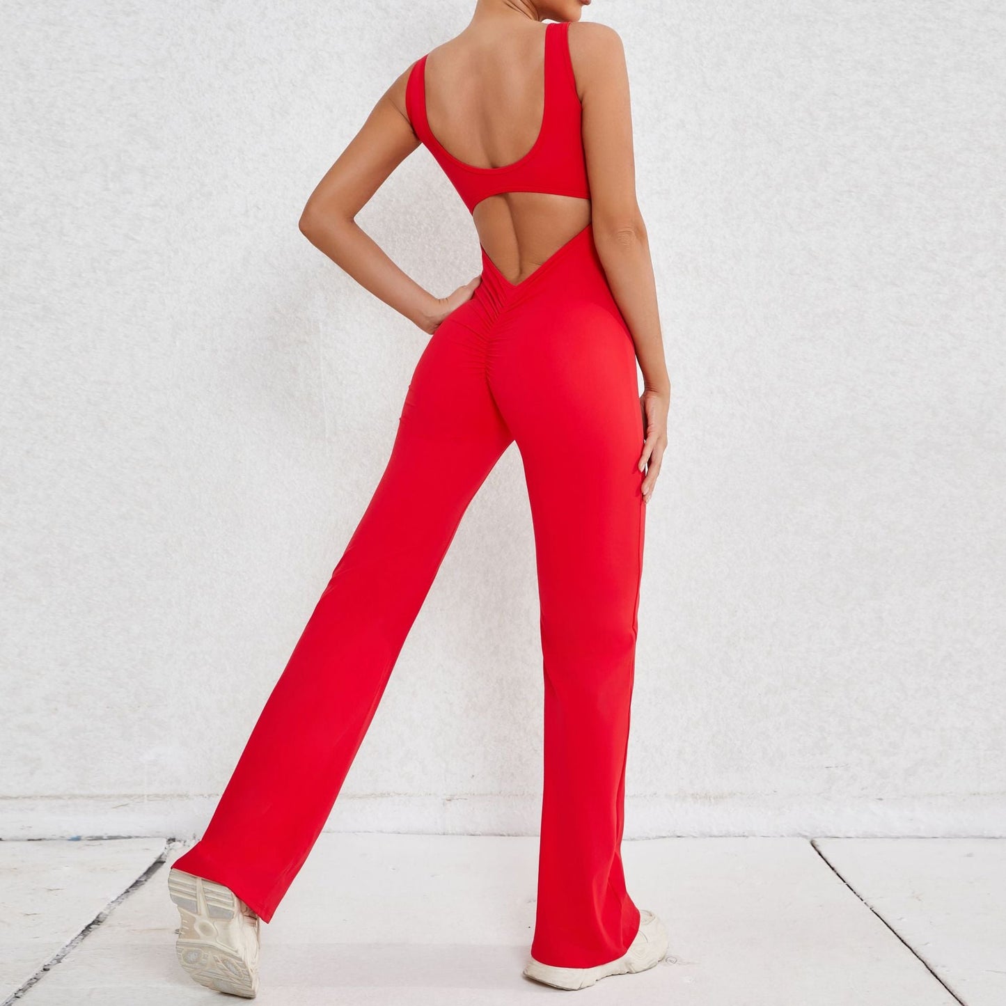 Autumn Sand Hollow Out Cutout Beauty Back One Piece Peach Hip Lifting Sport Workout Clothes Micro Pull Yoga Jumpsuit Jumpsuit