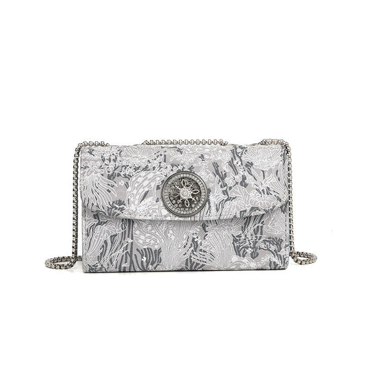 National Embroidered Small Square Bag Affordable Luxury Women Bag Diamond Minority Simple Chain Shoulder Messenger Bag