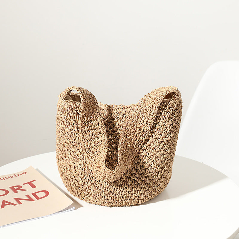 Hand Woven Bag Woven Bag Straw Bag Woven Bag Bucket Bag Seaside Vacation Beach Bag