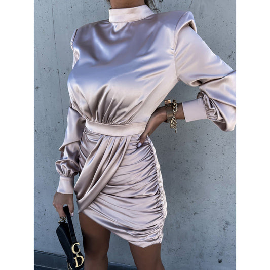 Autumn Winter Loose Casual Dress Office Long Sleeve Dress Women